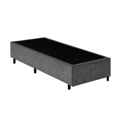 Base Box Premium Luxuosa 100% Blindado e Almofadado Suede Cinza 300kg